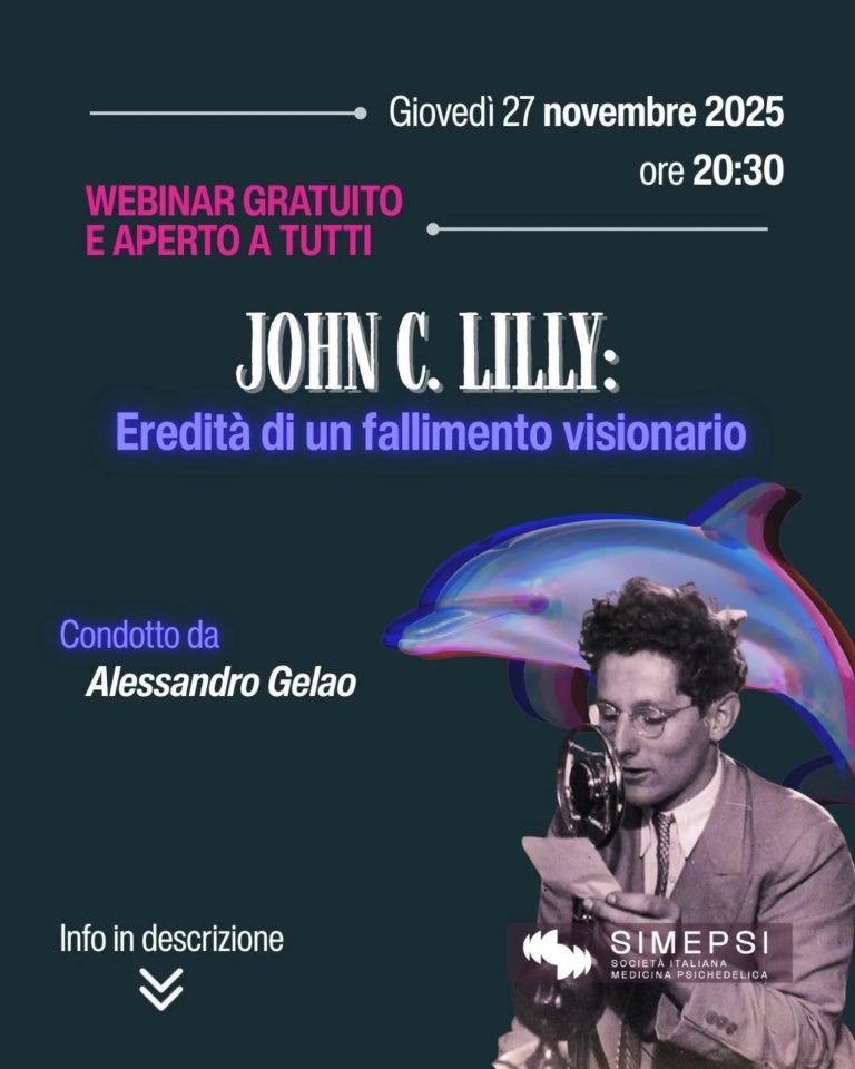 Locandina: Webinar – John C. Lilly: eredità di un fallimento visionario