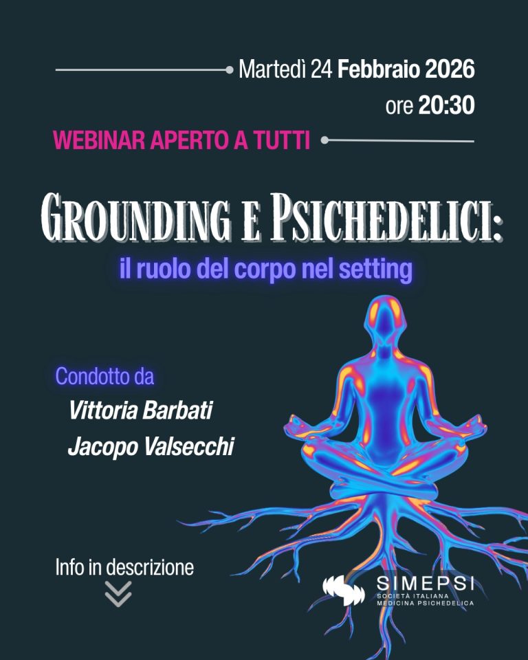 Locandina: Grounding e psichedelici – Il ruolo del corpo nel setting