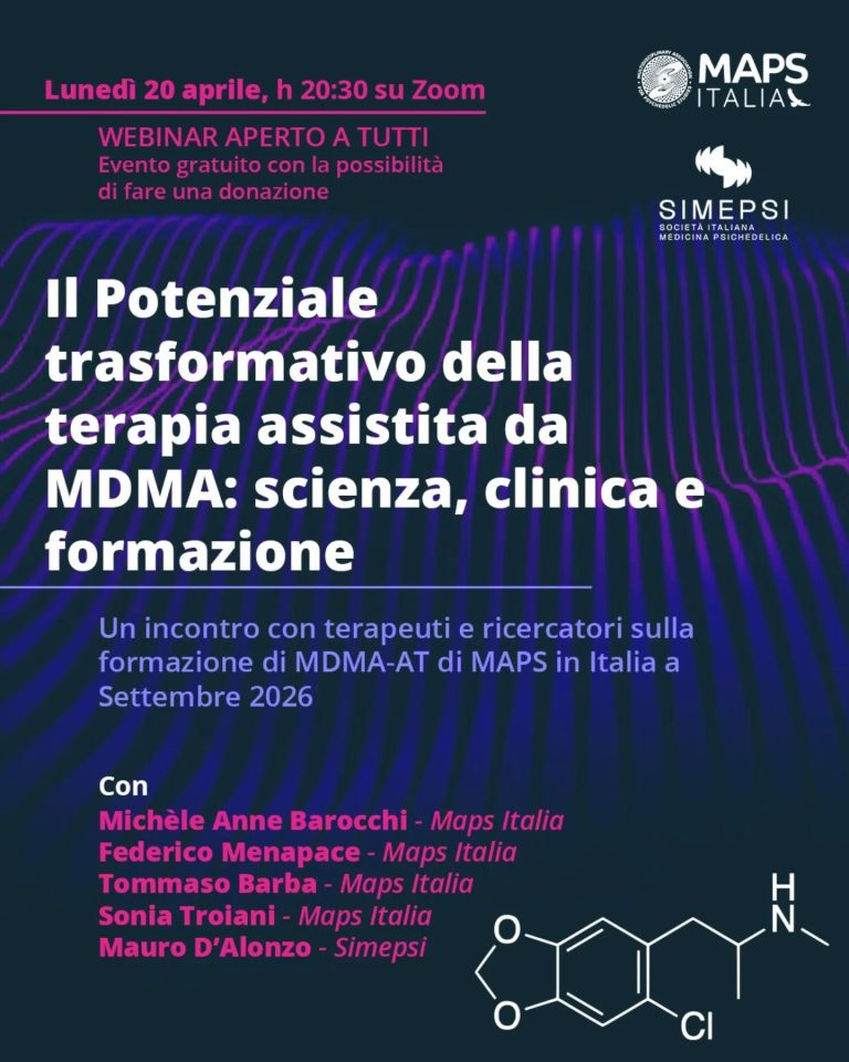 Locandina: Il potenziale trasformativo della terapia assistita da MDMA