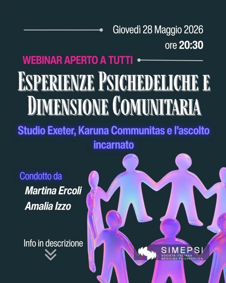 Locandina: Esperienze psichedeliche e dimensione comunitaria